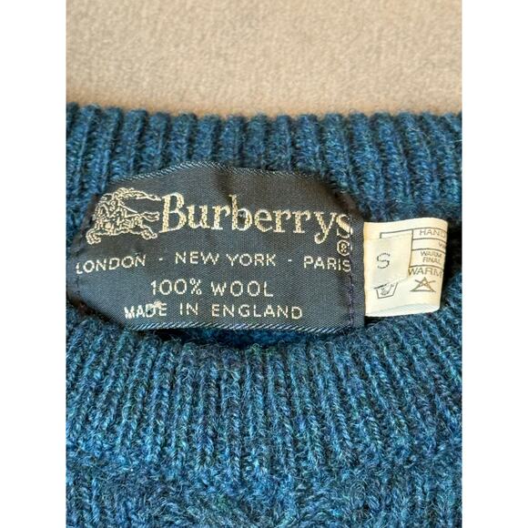 Burberry Vintage Blue men's Sweater size Small Made in England 100% Wool - Picture 2 of 5